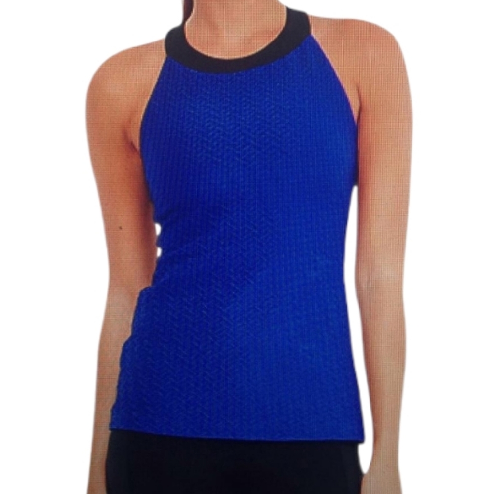 Lucy Textured  Halter Tank Top W/ Keyhole Back XS